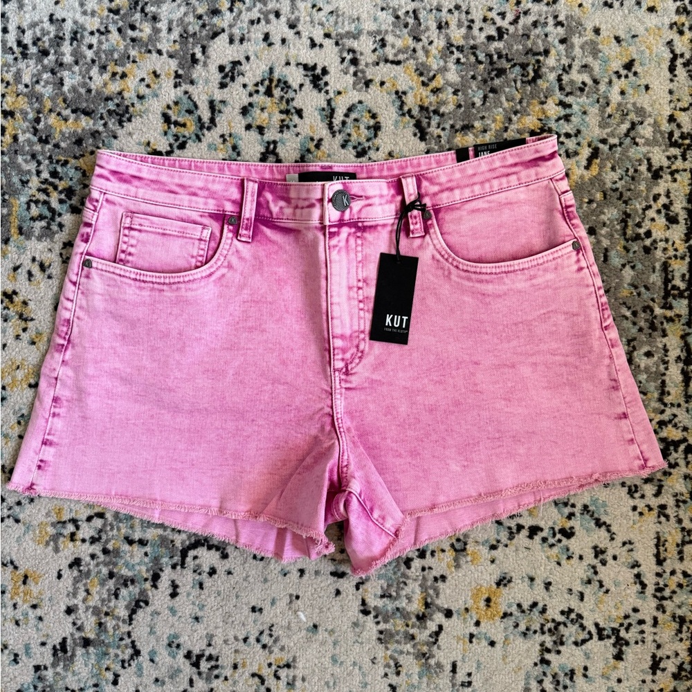Kut from the Kloth Pink High Waist Denim Shorts